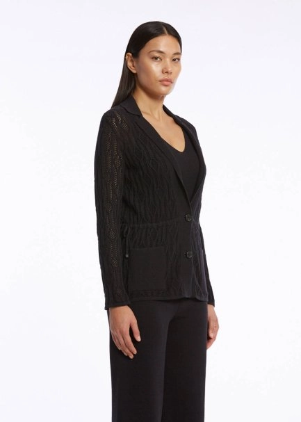 ORGANIC COTTON LINEN BLACK KNIT JACKET - 3