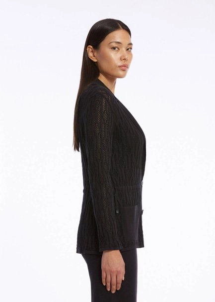 ORGANIC COTTON LINEN BLACK KNIT JACKET - 6