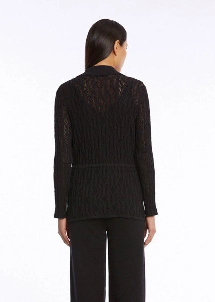 ORGANIC COTTON LINEN BLACK KNIT JACKET - 4