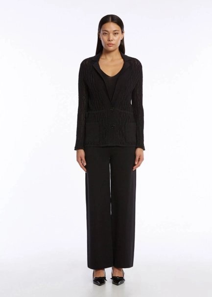 ORGANIC COTTON LINEN BLACK KNIT JACKET - 2