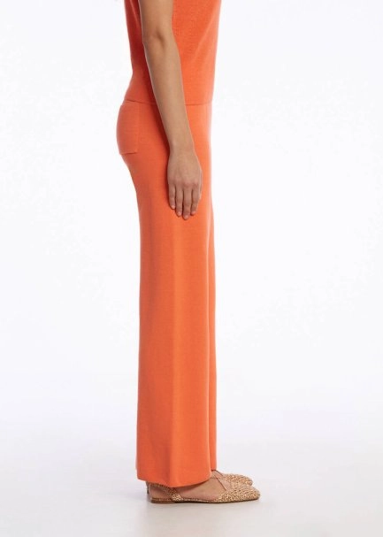 ORGANIC COTTON LINEN BLEND APRICOT KNIT PANTS - 3