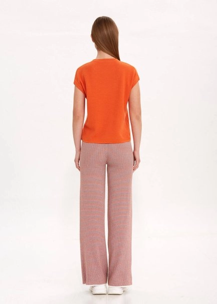 ORGANIC COTTON LINEN BLEND APRICOT KNIT TOP - 5