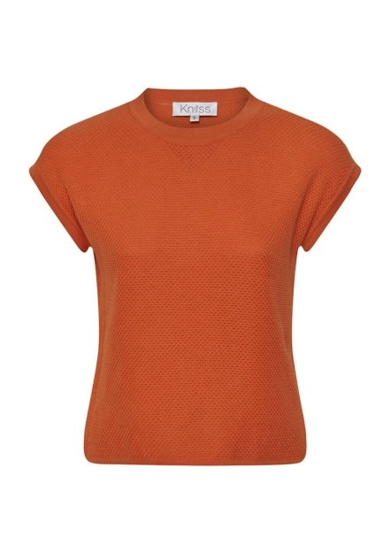 ORGANIC COTTON LINEN BLEND APRICOT KNIT TOP - 6