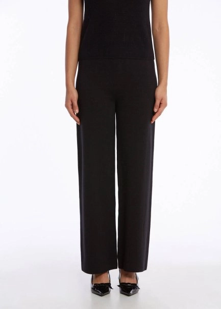 ORGANIC COTTON LINEN BLEND BLACK KNIT PANTS - 1