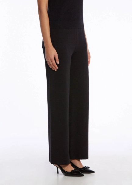 ORGANIC COTTON LINEN BLEND BLACK KNIT PANTS - 3