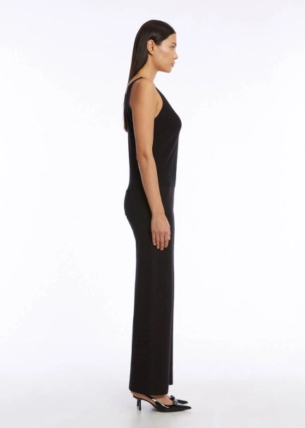 ORGANIC COTTON LINEN BLEND BLACK KNIT PANTS - 4