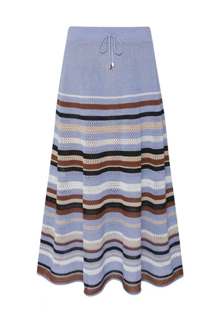 ORGANIC COTTON LINEN BLEND CORNFLOWER KNIT SKIRT - 6