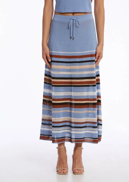 ORGANIC COTTON LINEN BLEND CORNFLOWER KNIT SKIRT - 1