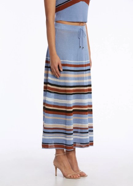 ORGANIC COTTON LINEN BLEND CORNFLOWER KNIT SKIRT - 3