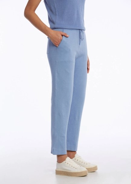 ORGANIC COTTON LINEN BLEND KNIT PANTS CORNFLOWER - 3