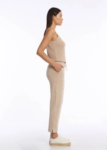 ORGANIC COTTON LINEN BLEND KNIT PANTS DESERT - 4