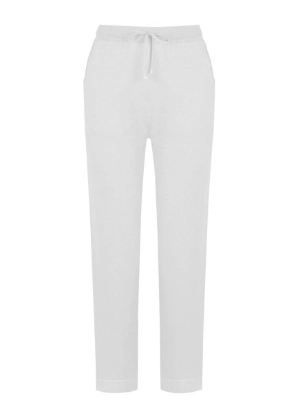 ORGANIC COTTON LINEN BLEND KNIT PANTS WHITE - 6