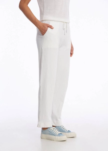 ORGANIC COTTON LINEN BLEND KNIT PANTS WHITE - 3