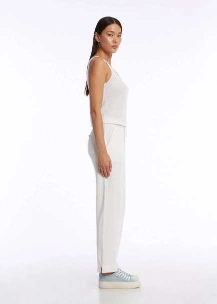 ORGANIC COTTON LINEN BLEND KNIT PANTS WHITE - 4