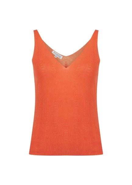 ORGANIC COTTON LINEN BLEND KNIT TOP APRICOT - 6