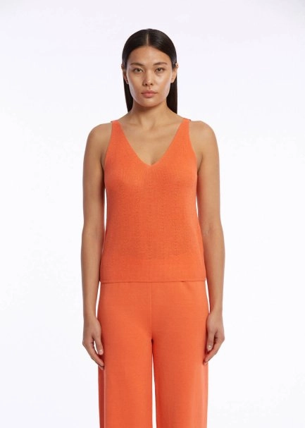 ORGANIC COTTON LINEN BLEND KNIT TOP APRICOT - 1