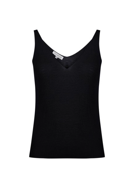 ORGANIC COTTON LINEN BLEND KNIT TOP BLACK - 6