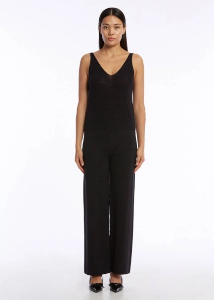 ORGANIC COTTON LINEN BLEND KNIT TOP BLACK - 2