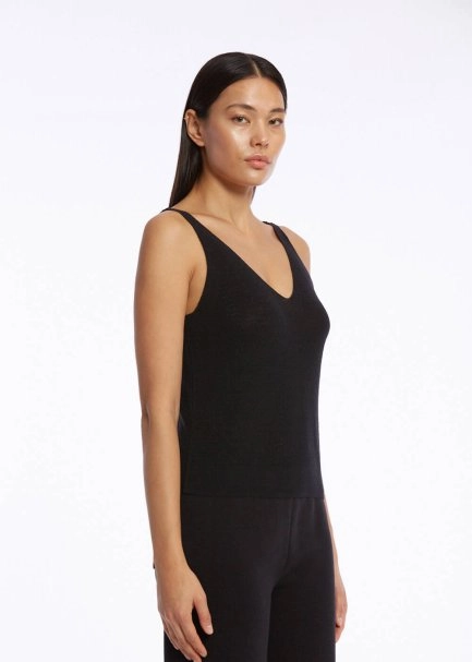 ORGANIC COTTON LINEN BLEND KNIT TOP BLACK - 3