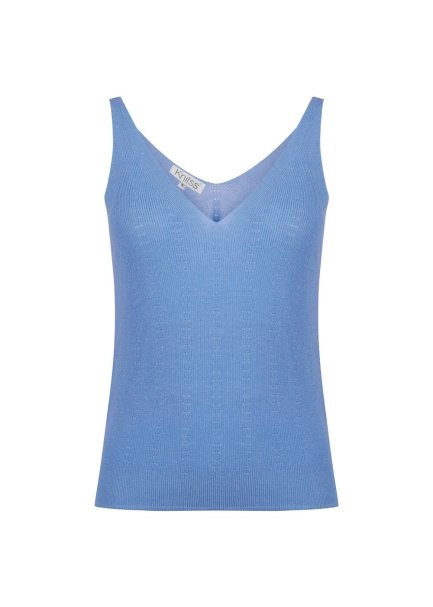 ORGANIC COTTON LINEN BLEND KNIT TOP CORNFLOWER - 6