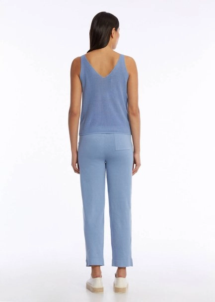 ORGANIC COTTON LINEN BLEND KNIT TOP CORNFLOWER - 5