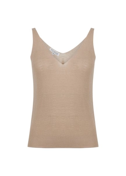 ORGANIC COTTON LINEN BLEND KNIT TOP DESERT - 6