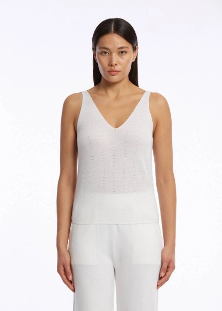 ORGANIC COTTON LINEN BLEND KNIT TOP WHITE - 1