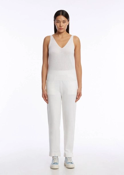 ORGANIC COTTON LINEN BLEND KNIT TOP WHITE - 2