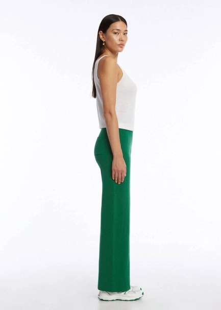 ORGANIC COTTON LINEN BLEND OASIS GREEN KNIT PANTS - 3
