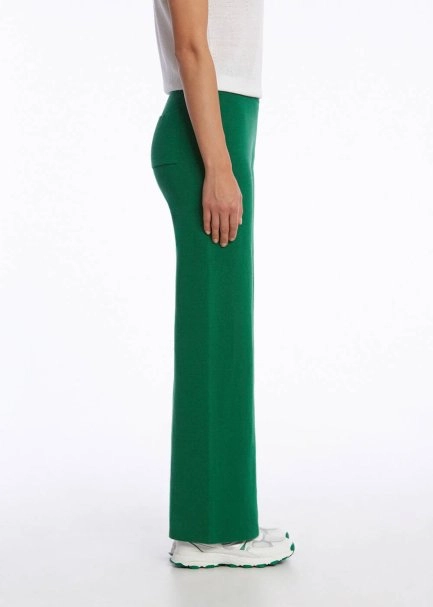 ORGANIC COTTON LINEN BLEND OASIS GREEN KNIT PANTS - 4