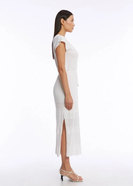ORGANIC COTTON LINEN KNIT DRESS WHITE - 4