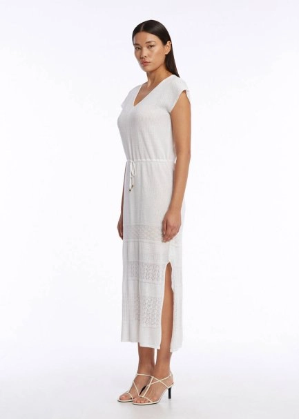 ORGANIC COTTON LINEN KNIT DRESS WHITE - 3