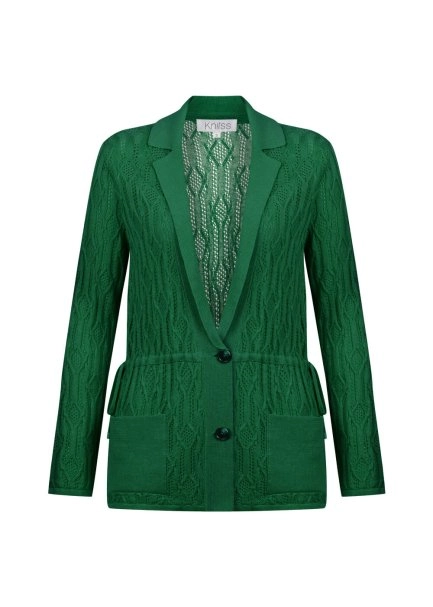 ORGANIC COTTON LINEN OASIS GREEN KNIT JACKET - 6