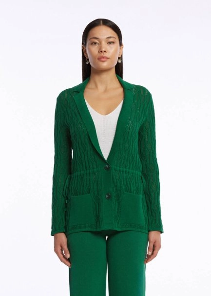 ORGANIC COTTON LINEN OASIS GREEN KNIT JACKET - 1