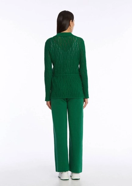 ORGANIC COTTON LINEN OASIS GREEN KNIT JACKET - 5