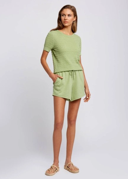 Organic Cotton Mint Mini Knit Shorts - 5