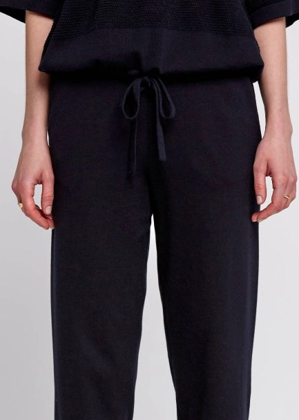 Organic Cotton Navy Knit Pants - 6
