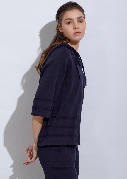 Organic Cotton Navy Knit Top - 4