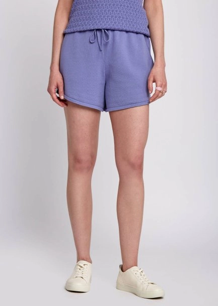 Organic Cotton Purple Mini Knit Shorts - 1