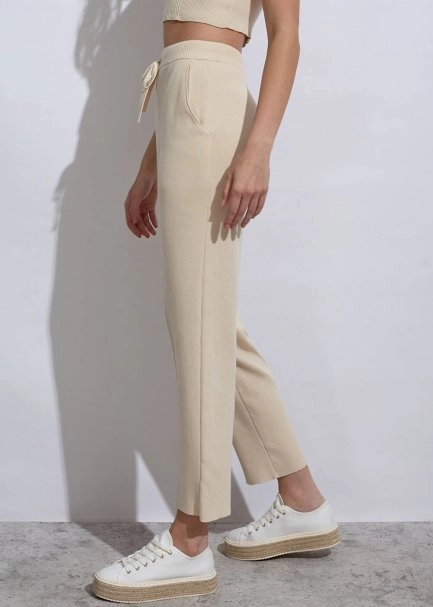 Organıc Cotton Sand Knıt Pants - 3