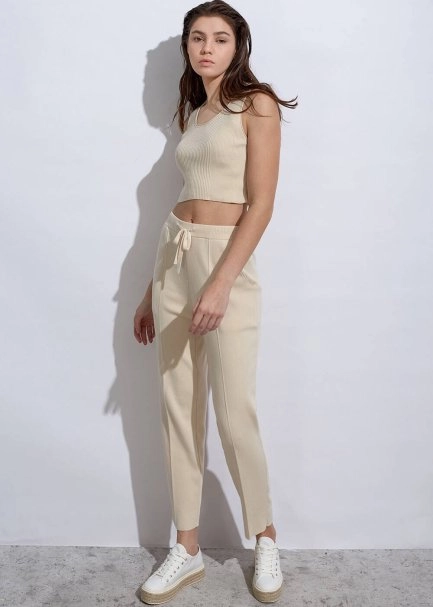 Organıc Cotton Sand Knıt Pants - 4