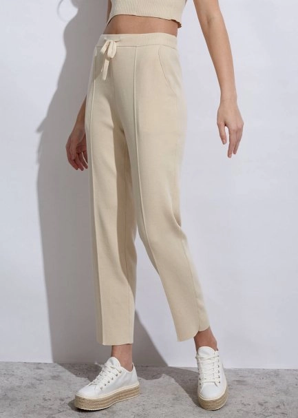 Organıc Cotton Sand Knıt Pants - 5