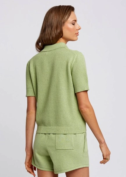 Organic Cotton Short Sleeve Mint Knit Cardigan - 3