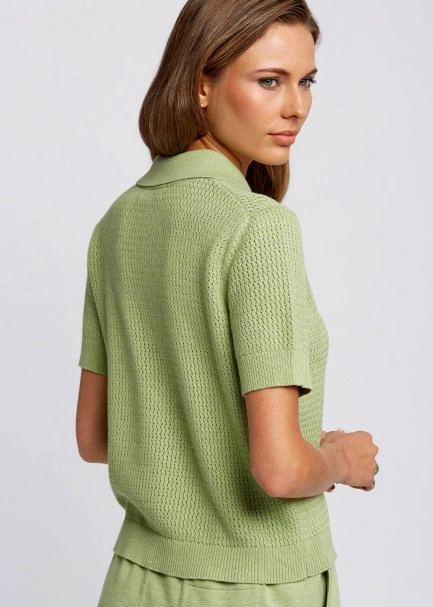 Organic Cotton Short Sleeve Mint Knit Cardigan - 7