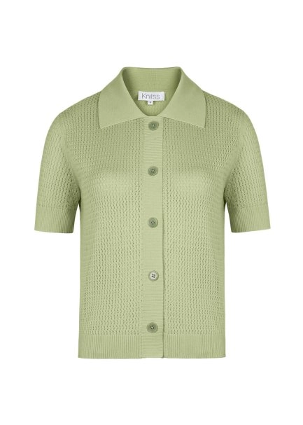 Organic Cotton Short Sleeve Mint Knit Cardigan - 8