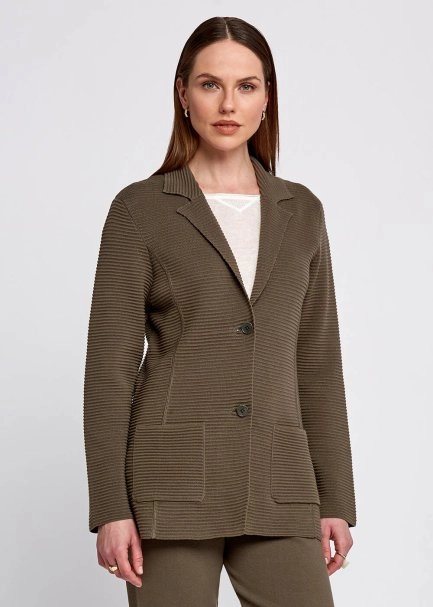 Organic Cotton Special Knit Design Khaki Jacket - 1