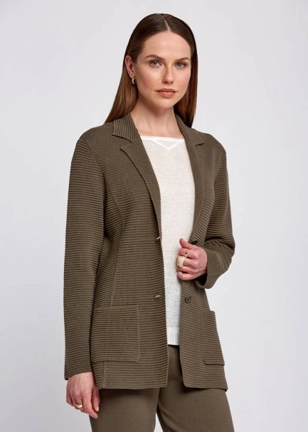 Organic Cotton Special Knit Design Khaki Jacket - 4