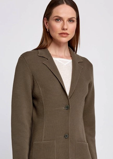 Organic Cotton Special Knit Design Khaki Jacket - 6