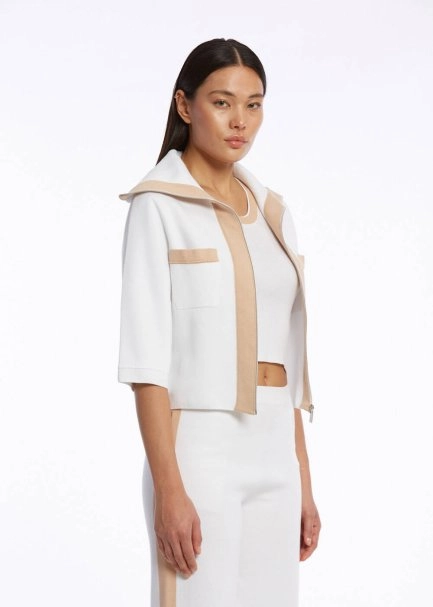 ORGANIC COTTON WHITE BEIGE KNIT JACKET - 3