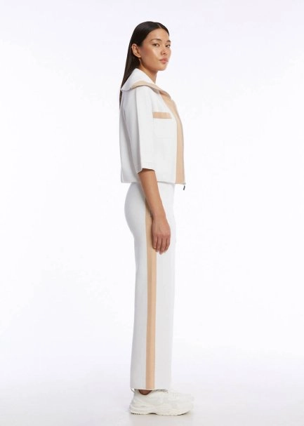 ORGANIC COTTON WHITE BEIGE KNIT JACKET - 4